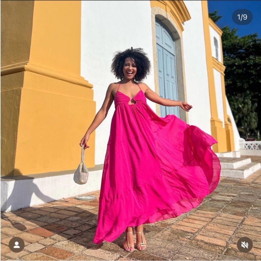 Zara Hot Pink Flowing Maxi Dress